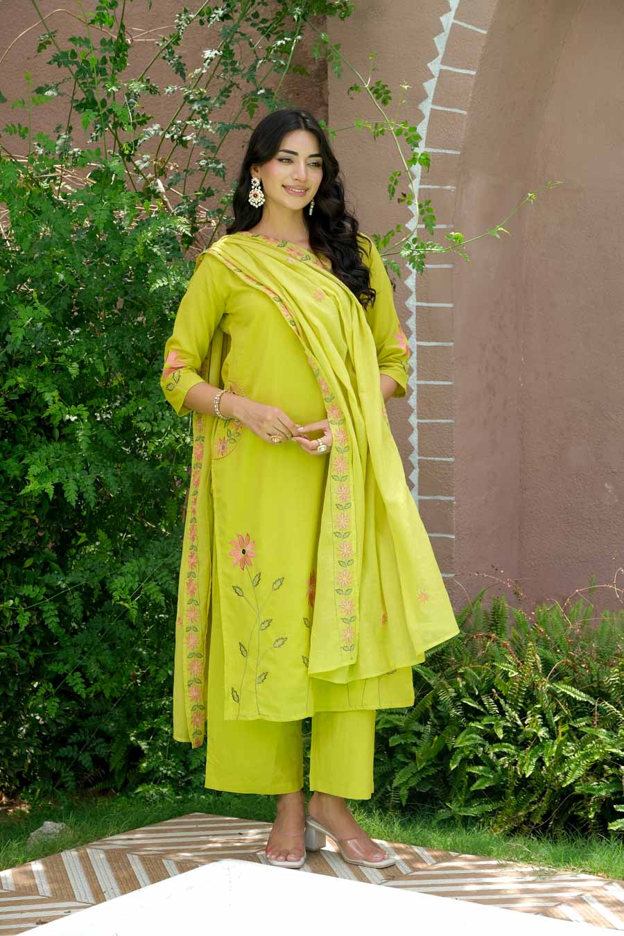 BLUSH LIME FLORAL SUIT SET