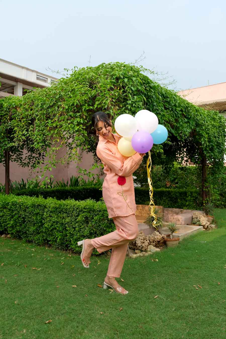 PEACH BLOOM MUL CHANDERI CO-ORD SET
