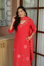 KAIRA BLUSH RED FLORAL SUIT SET