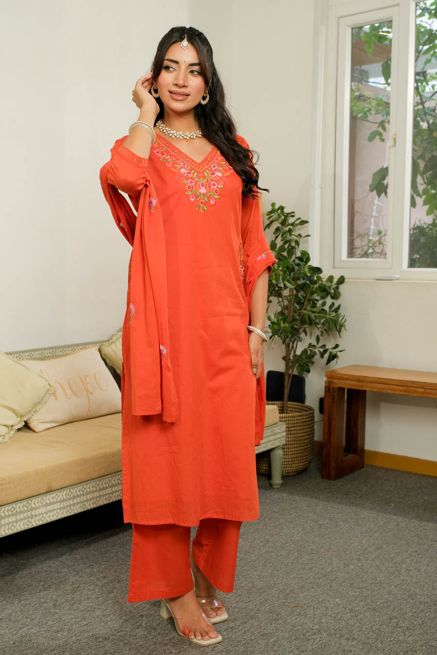 ROYAL RUST EMBROIDERED SUIT SET