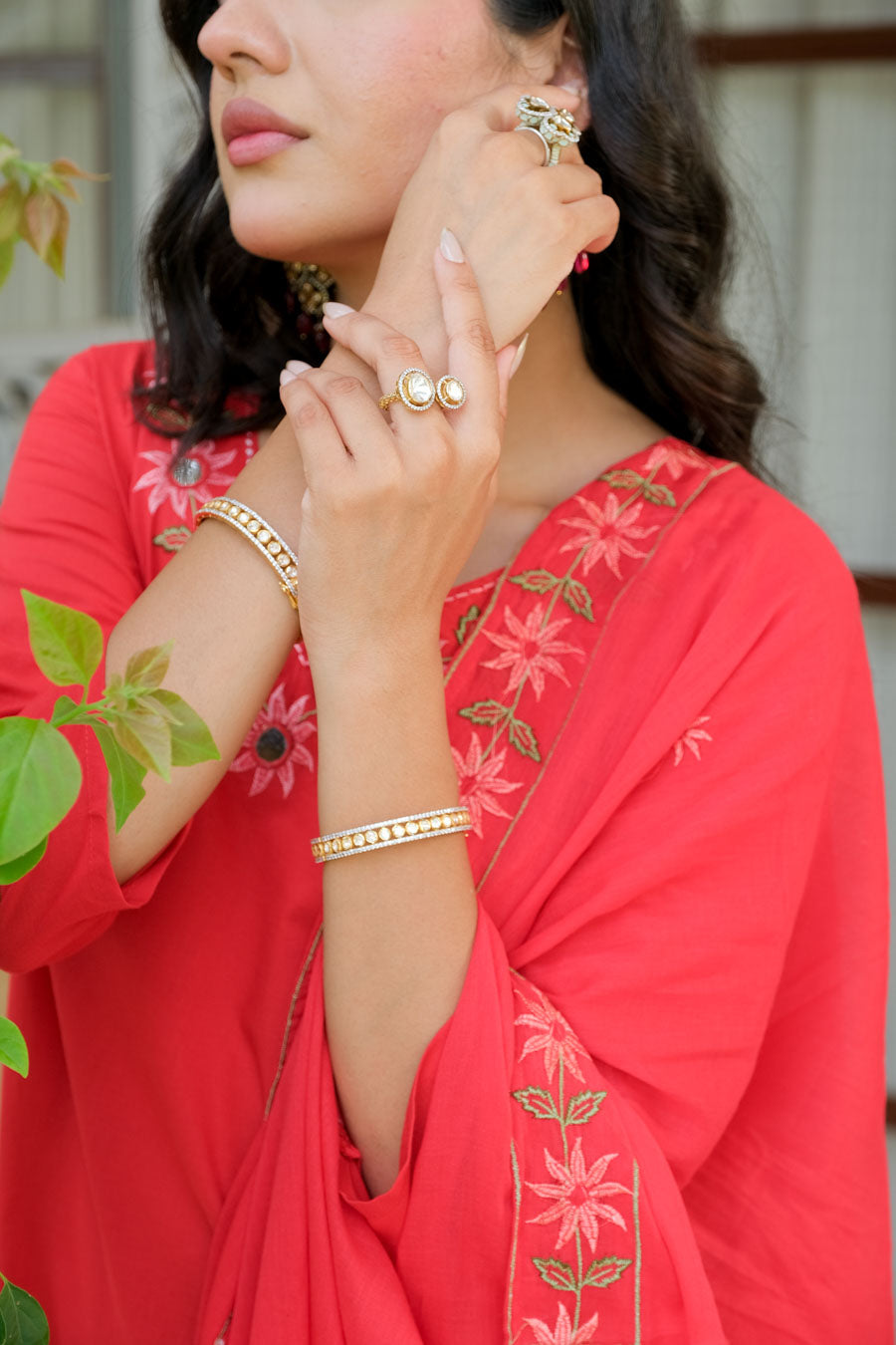 KAIRA BLUSH RED FLORAL SUIT SET