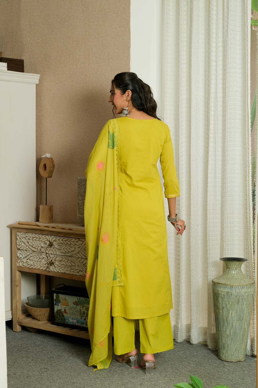MINTED ELEGANCE HAND-PAINTED DUPATTA SUIT SET