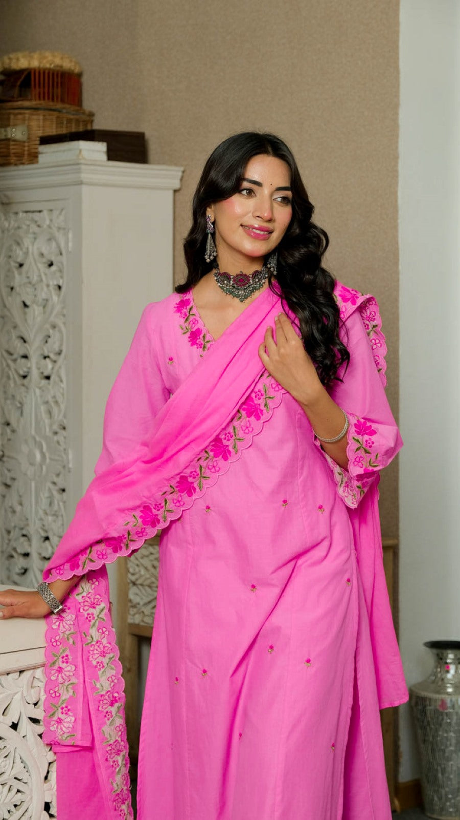 FLORAL BLOOM PINK SUIT SET