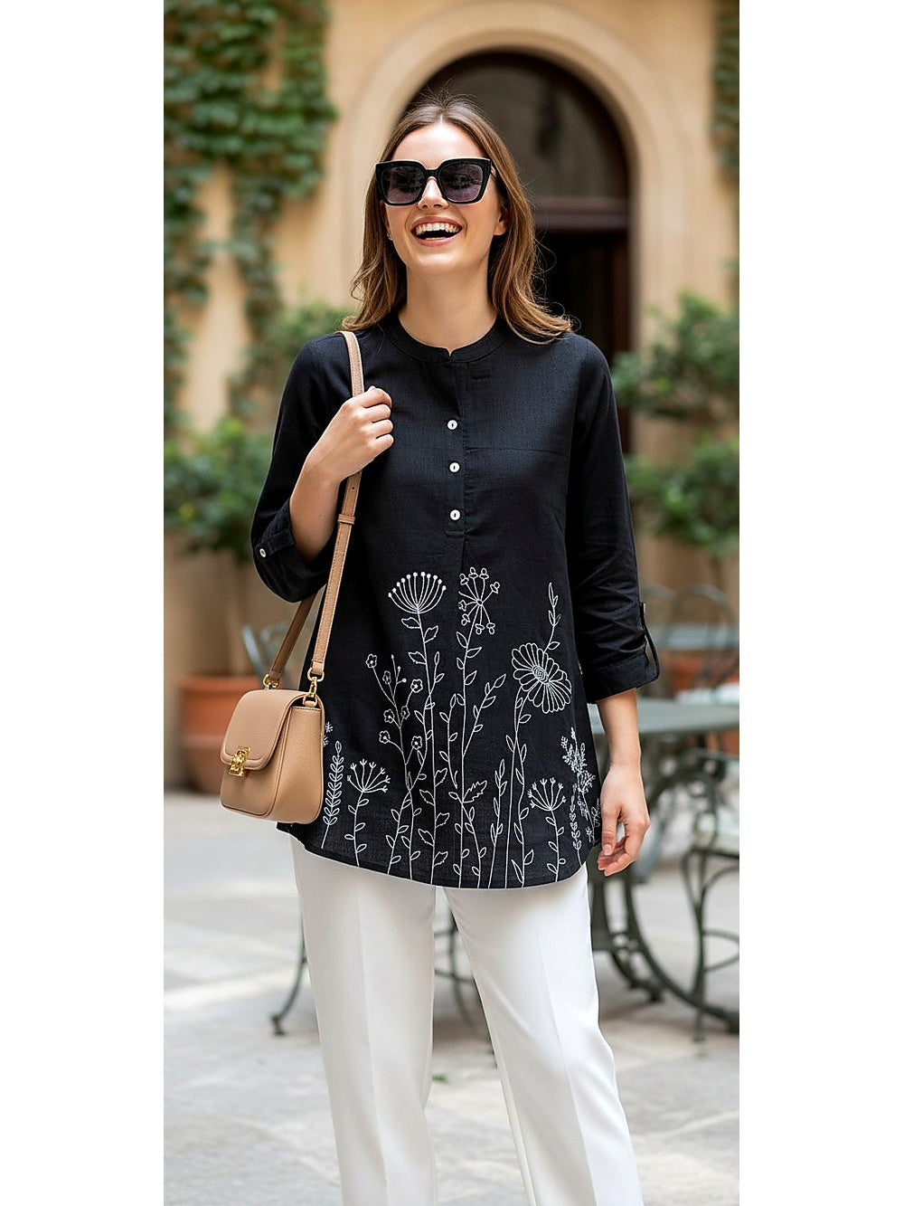 BLACK SOULFUL EMBROIDERED TOP