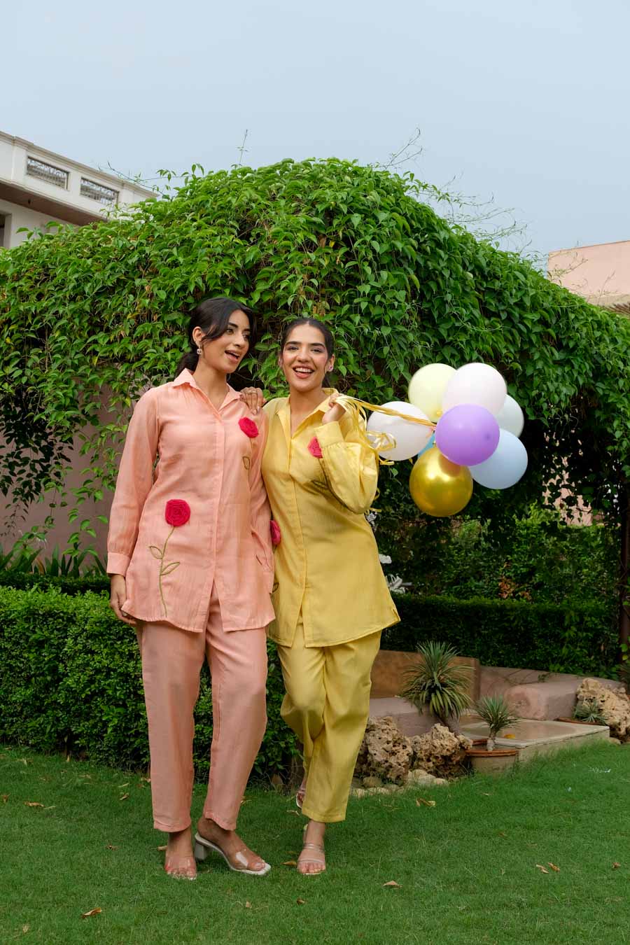 PEACH BLOOM MUL CHANDERI CO-ORD SET