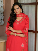 KAIRA BLUSH RED FLORAL SUIT SET