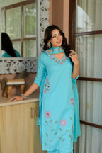 BLUE ELEGANCE FLORAL SUIT SET