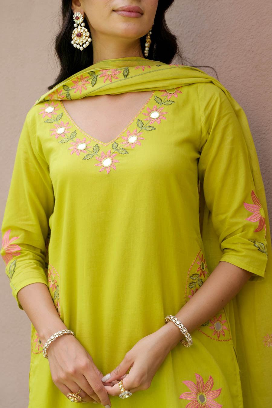 BLUSH LIME FLORAL SUIT SET