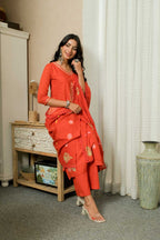 RUST ELEGANCE HAND-PAINTED DUPATTA SUIT SET
