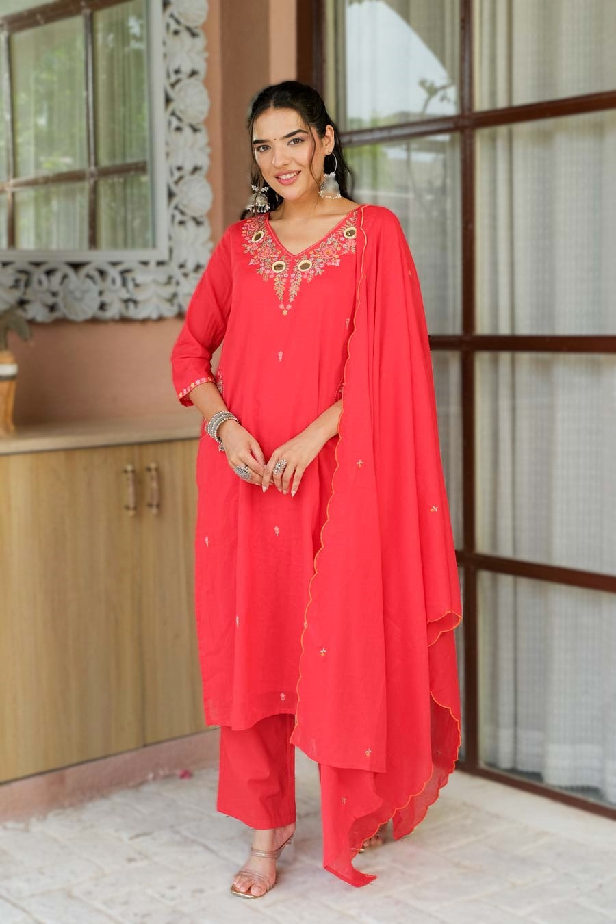 ROSE RED MIRROR SUIT SET