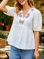 PEARL WHITE FLORAL EMBROIDERED TOP