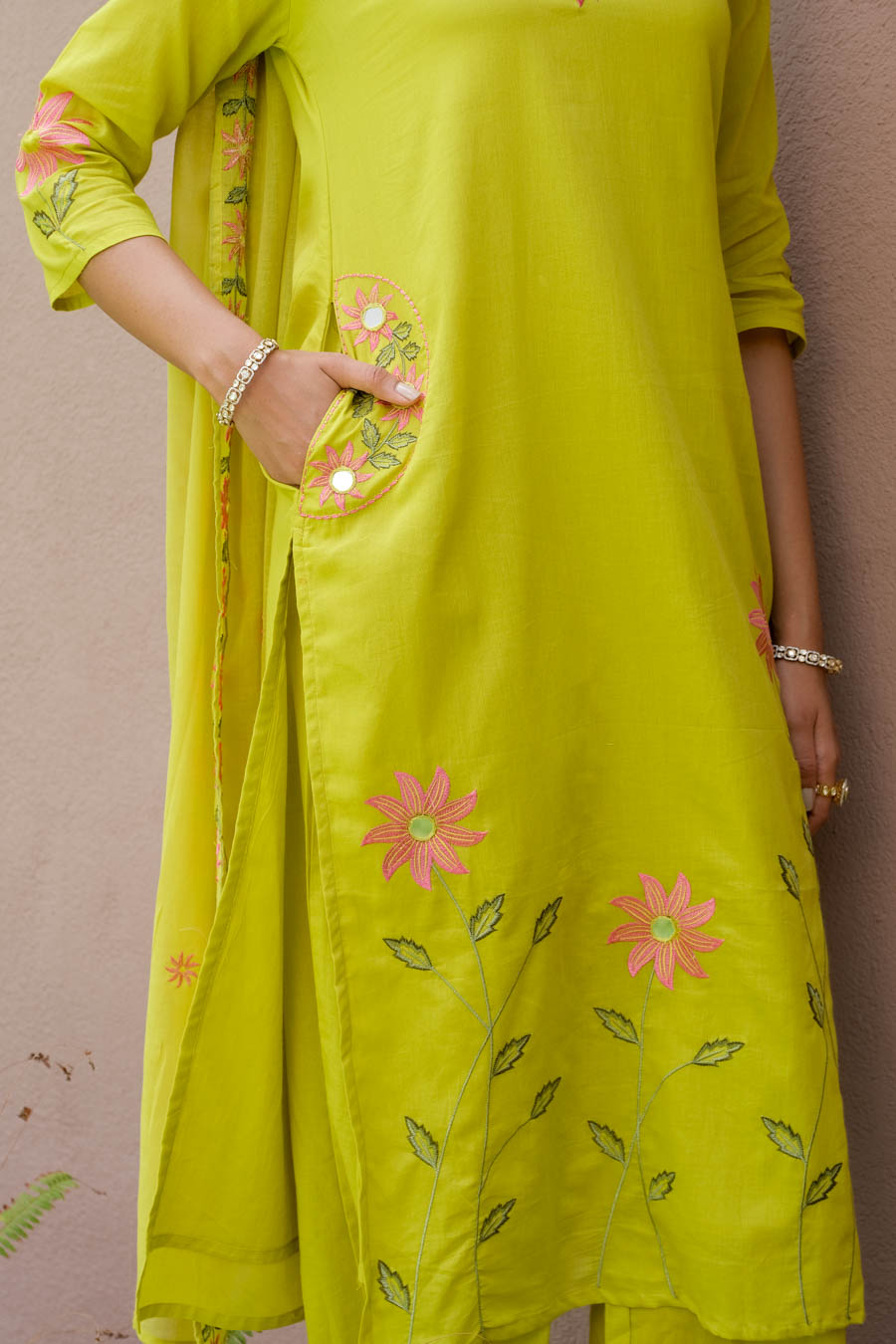 BLUSH LIME FLORAL SUIT SET