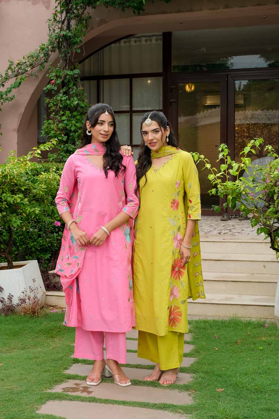 LOTUS FLORAL EMBROIDERED SUIT SET