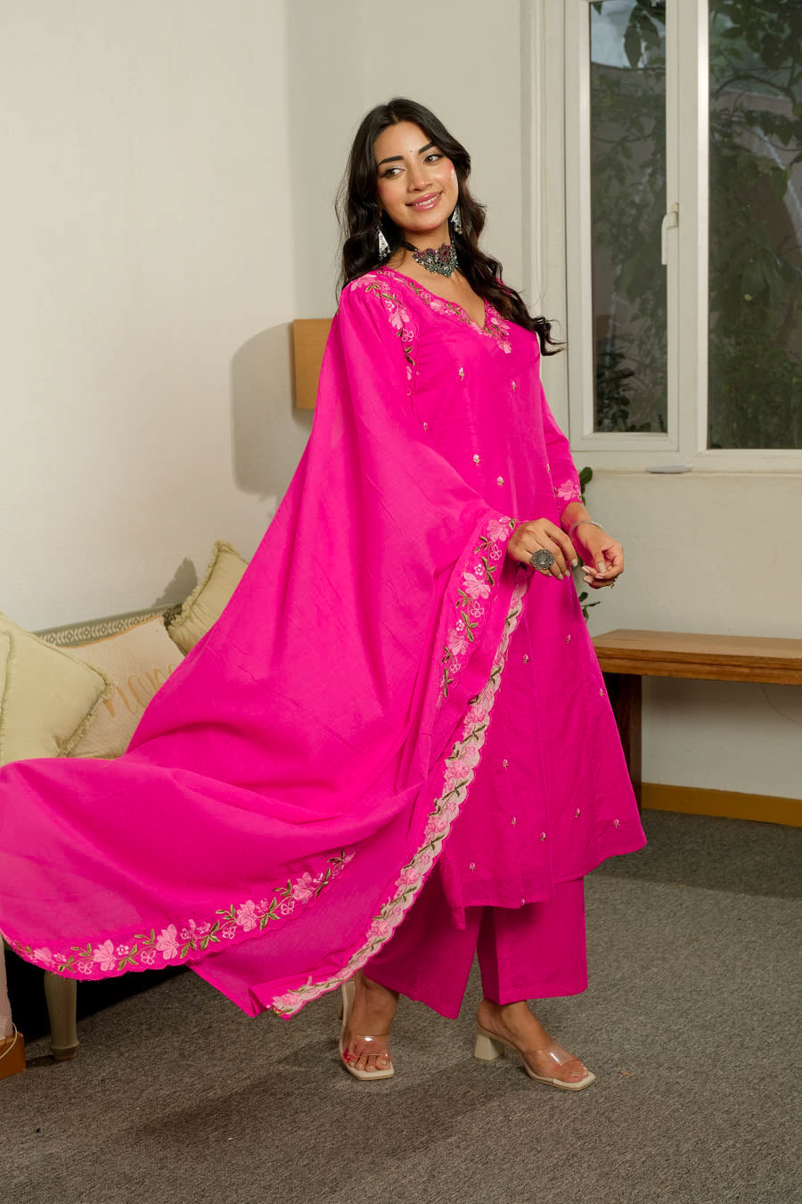 FLORAL BLOOM HOT PINK SUIT SET