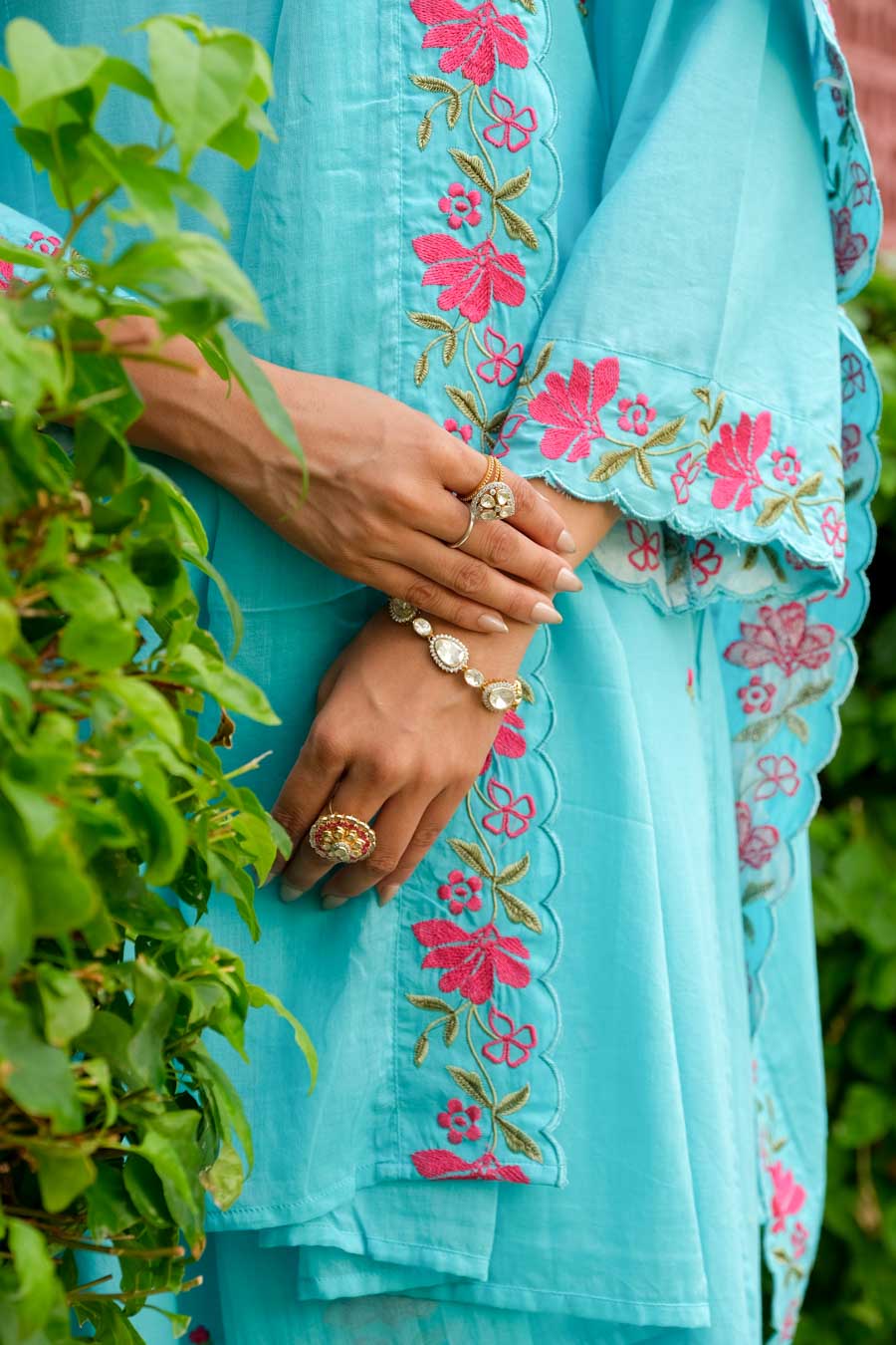 FLORAL BLOOM AQUA SUIT SET