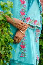 FLORAL BLOOM AQUA SUIT SET