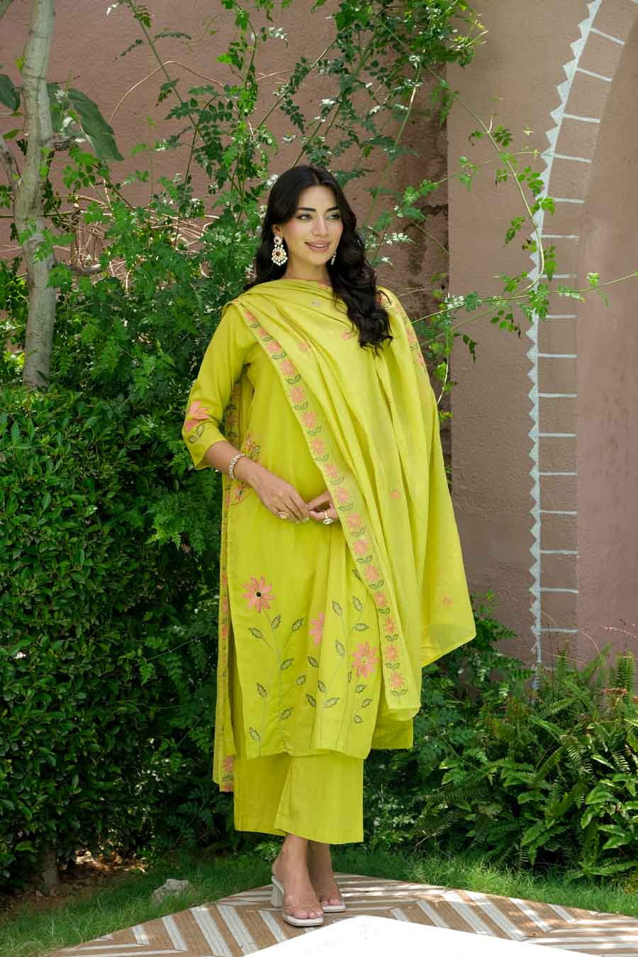 BLUSH LIME FLORAL SUIT SET
