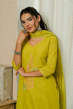 MINTED ELEGANCE HAND-PAINTED DUPATTA SUIT SET