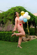 PEACH BLOOM MUL CHANDERI CO-ORD SET