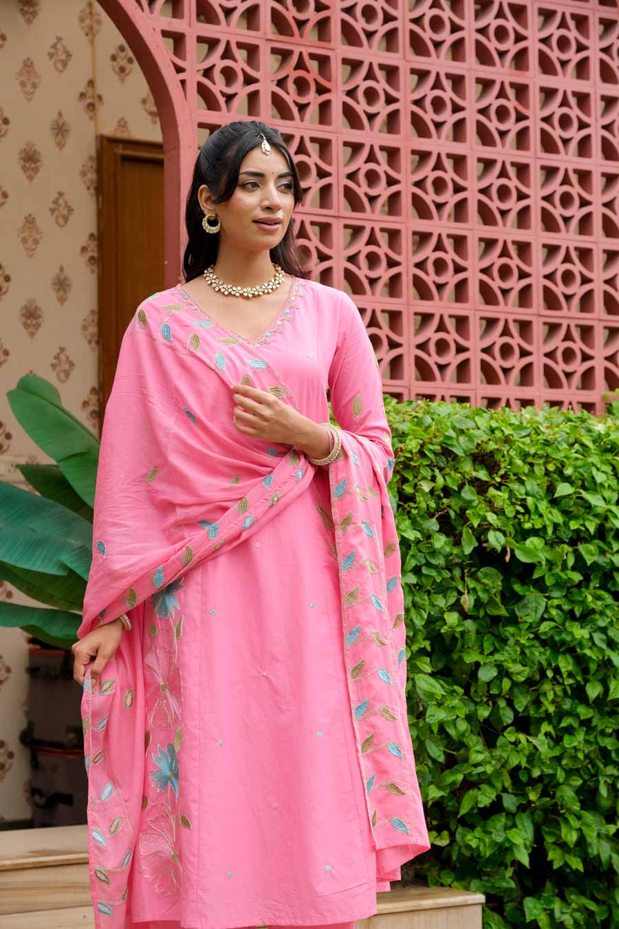 LOTUS FLORAL EMBROIDERED SUIT SET