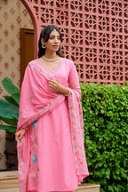 LOTUS FLORAL EMBROIDERED SUIT SET