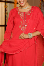 KARWA RED EMBROIDERED SUIT SET