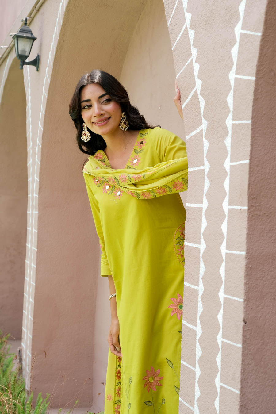 BLUSH LIME FLORAL SUIT SET