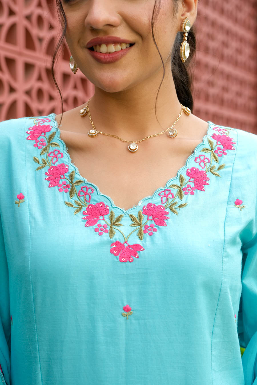 FLORAL BLOOM AQUA SUIT SET