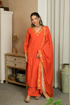 FLORAL BLOOM RUST SUIT SET