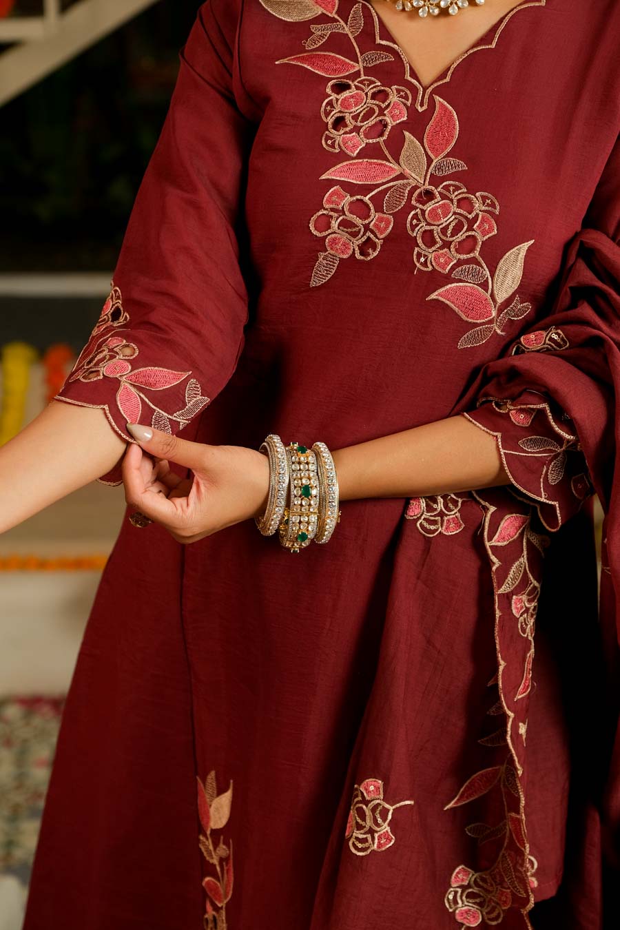 WINE BLOOM SUIT SET