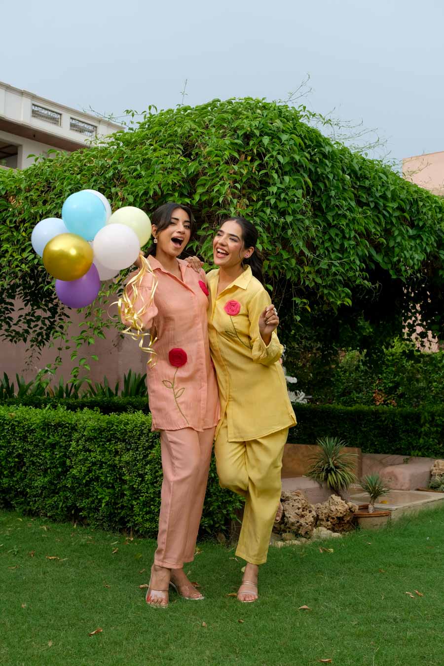 PEACH BLOOM MUL CHANDERI CO-ORD SET