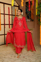 KARWA RED EMBROIDERED SUIT SET