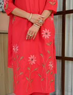 KAIRA BLUSH RED FLORAL SUIT SET