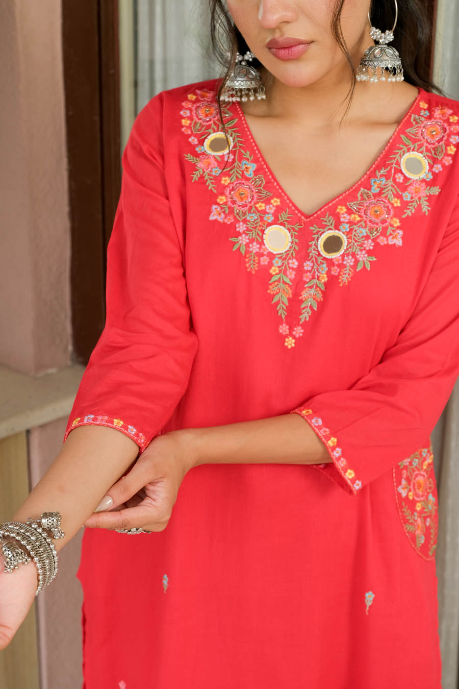 ROSE RED MIRROR SUIT SET