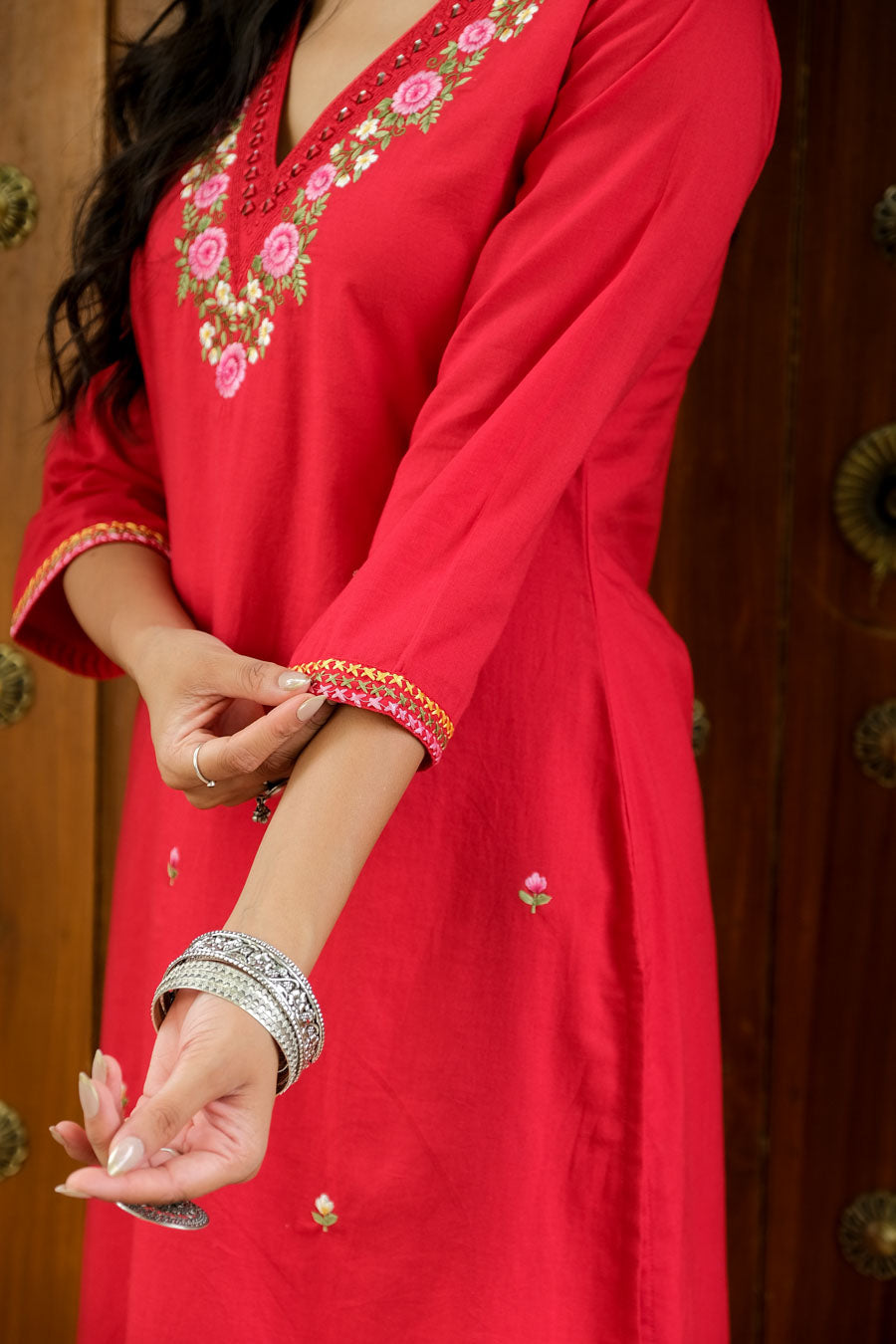 AMARA BLUSH RED FLORAL SUIT SET