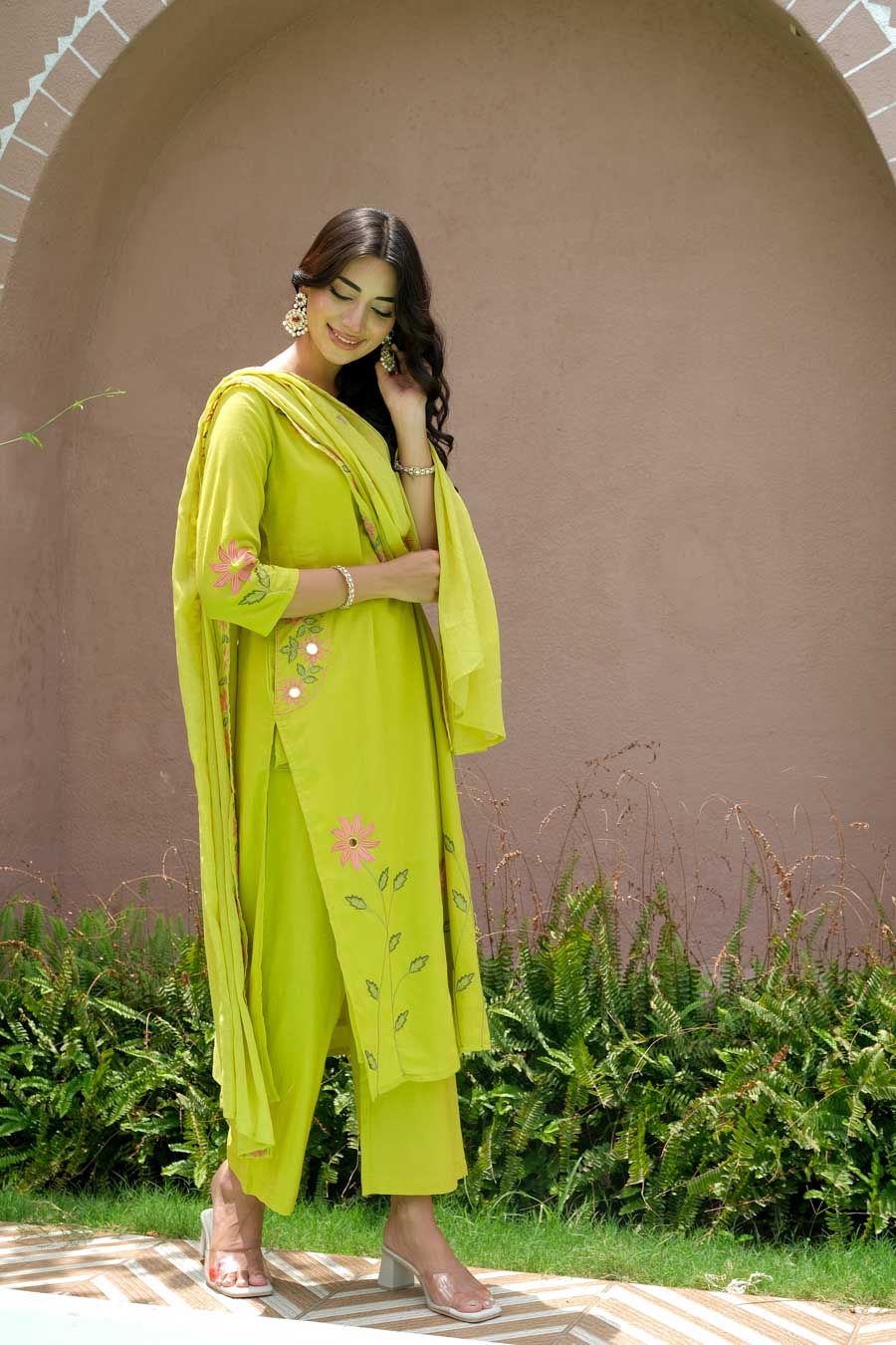 BLUSH LIME FLORAL SUIT SET