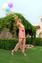 PEACH BLOOM MUL CHANDERI CO-ORD SET