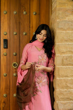 NOOR PINK MUL CHANDERI FLORAL SUIT SET
