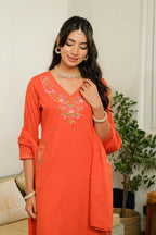 ROYAL RUST EMBROIDERED SUIT SET