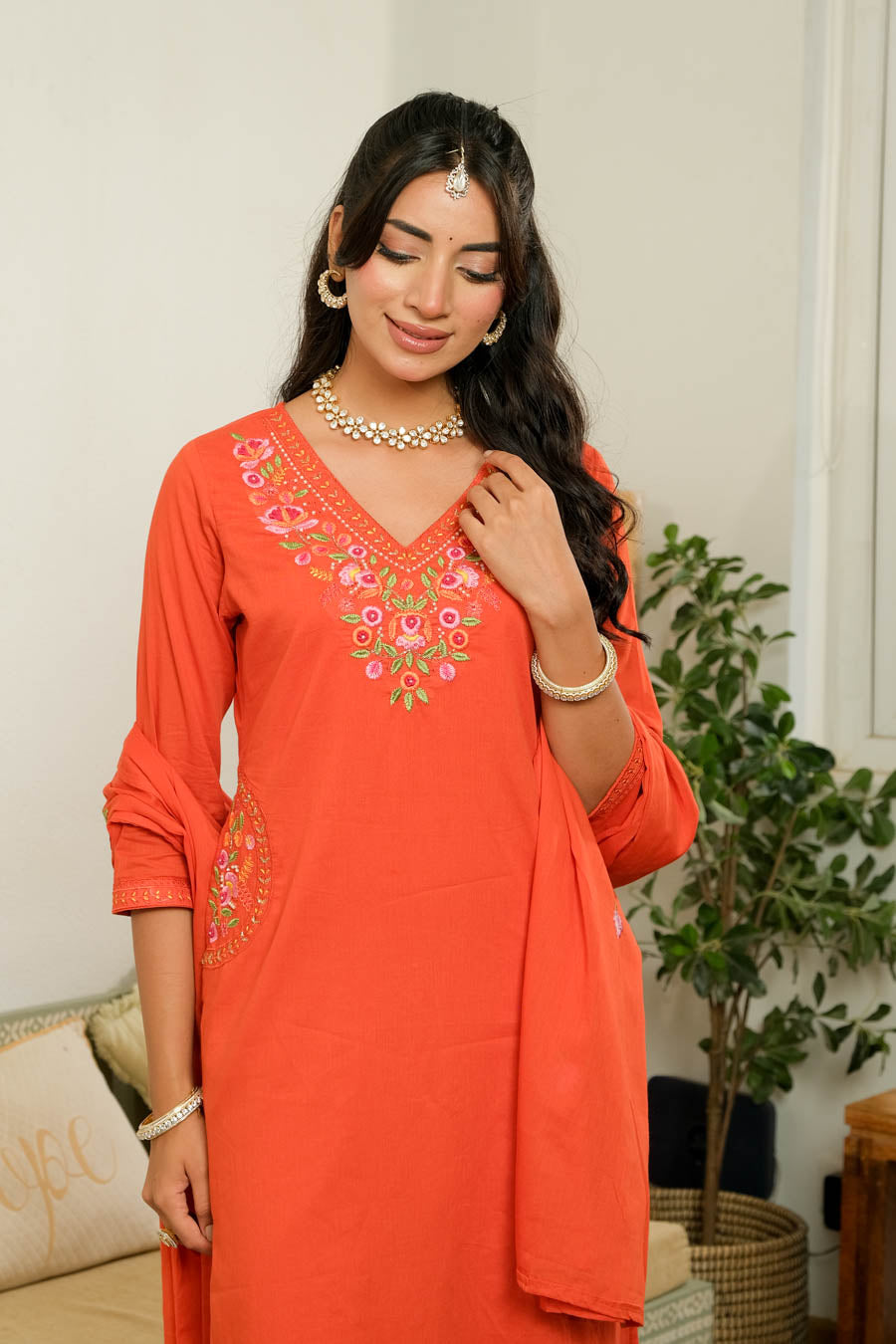 ROYAL RUST EMBROIDERED SUIT SET