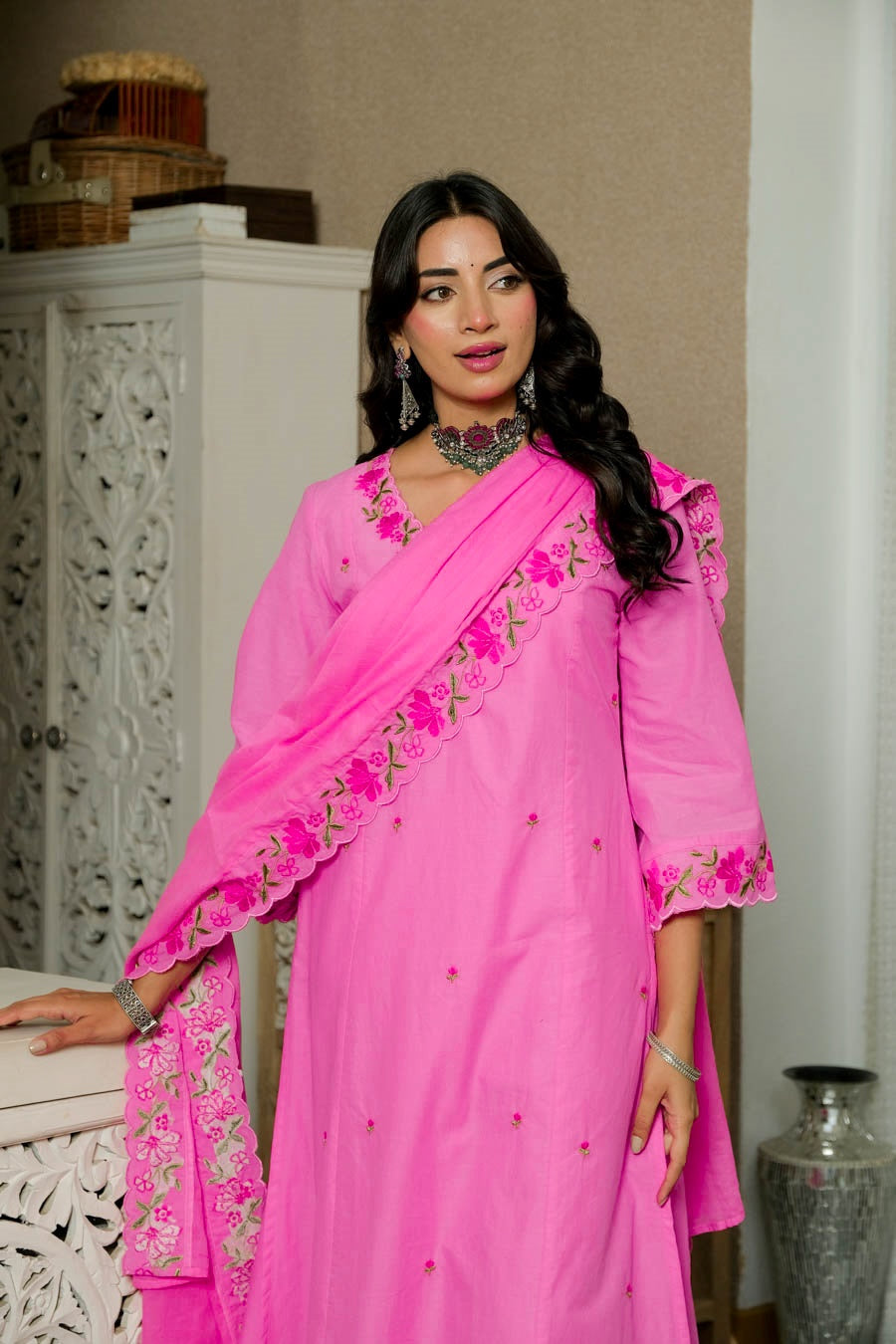 FLORAL BLOOM PINK SUIT SET