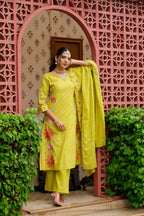 GARDEN FLORAL EMBROIDERED SUIT SET