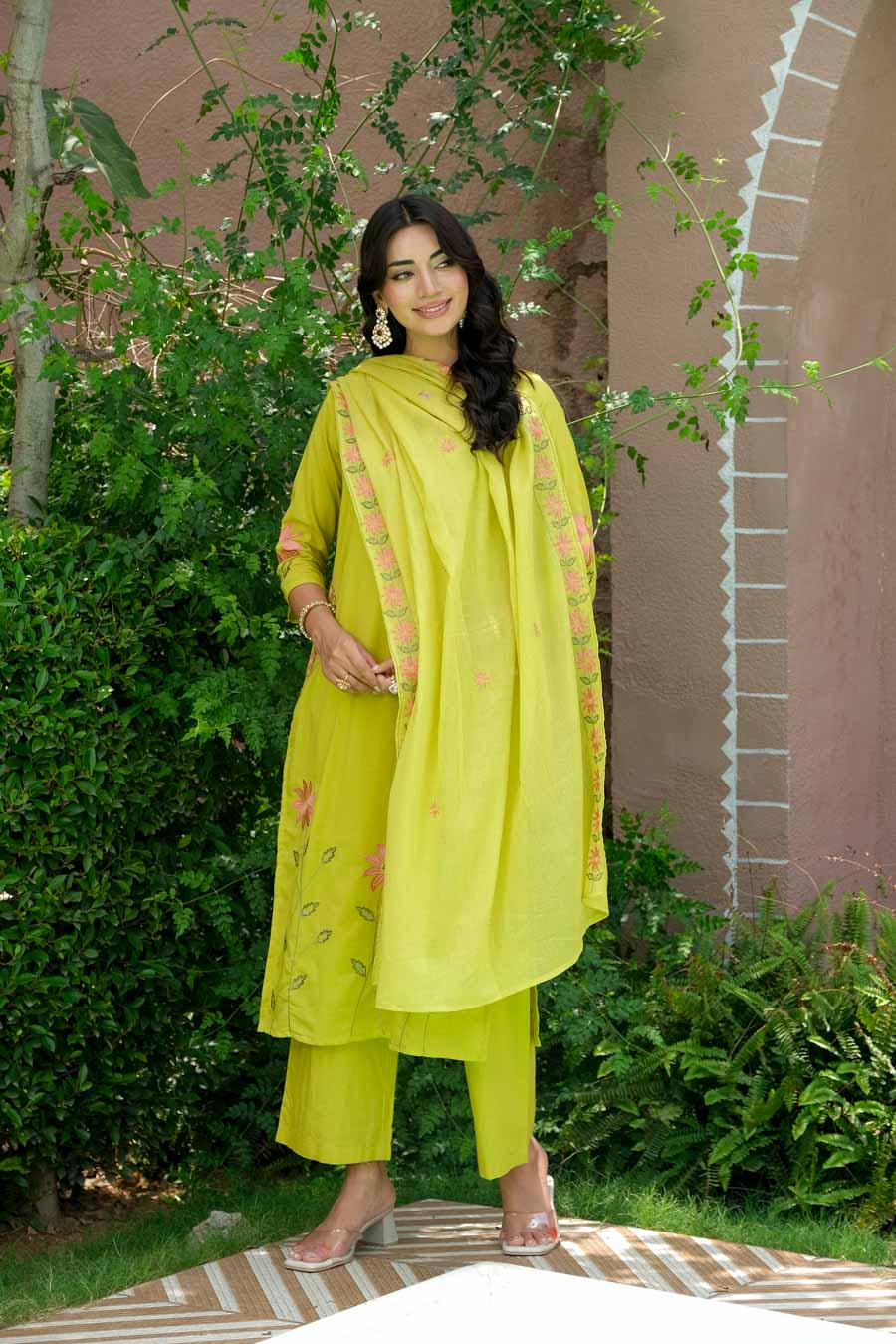 BLUSH LIME FLORAL SUIT SET