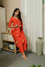 RUST ELEGANCE HAND-PAINTED DUPATTA SUIT SET