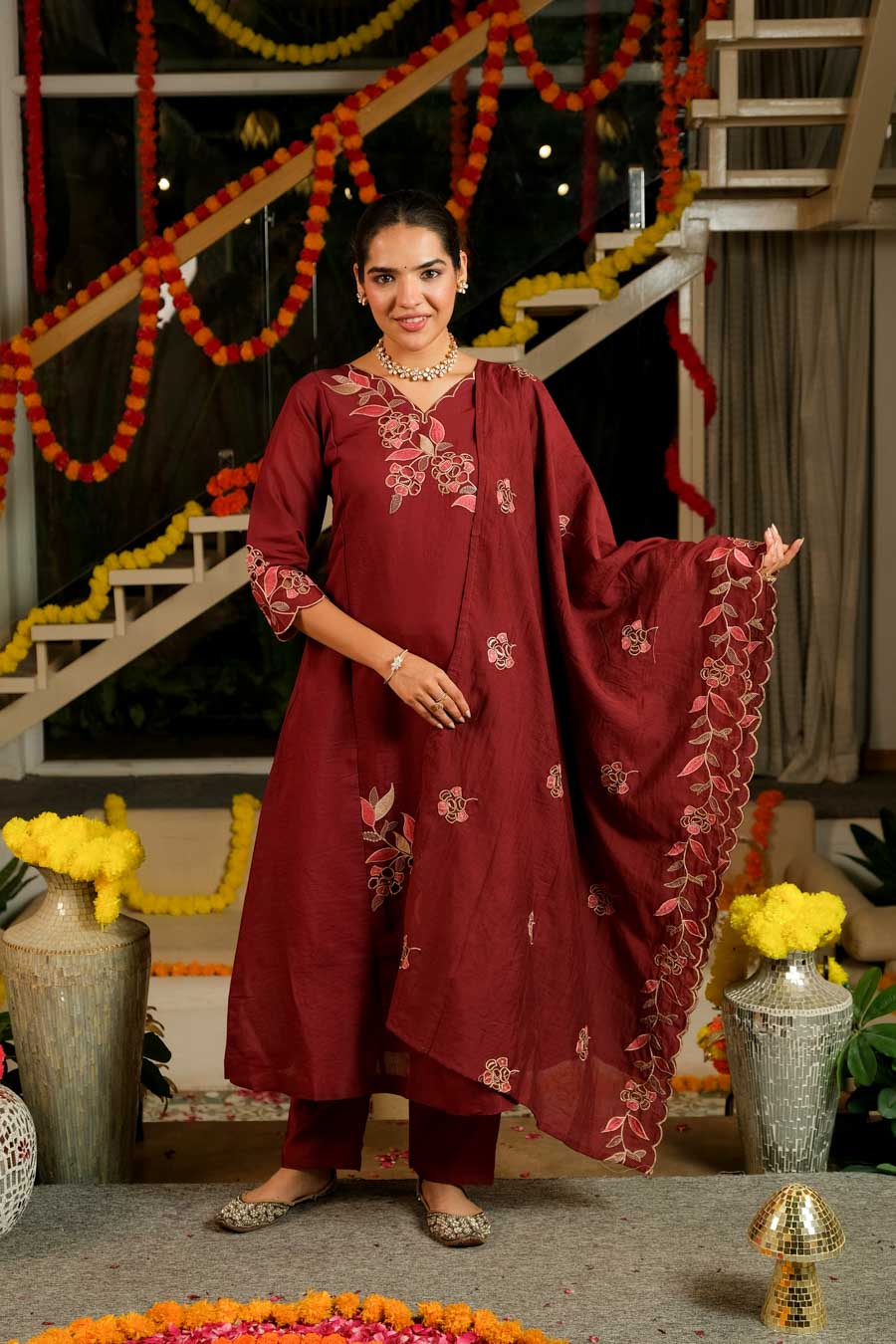 WINE BLOOM SUIT SET