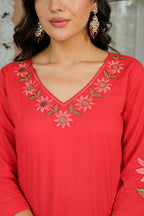 KAIRA BLUSH RED FLORAL SUIT SET