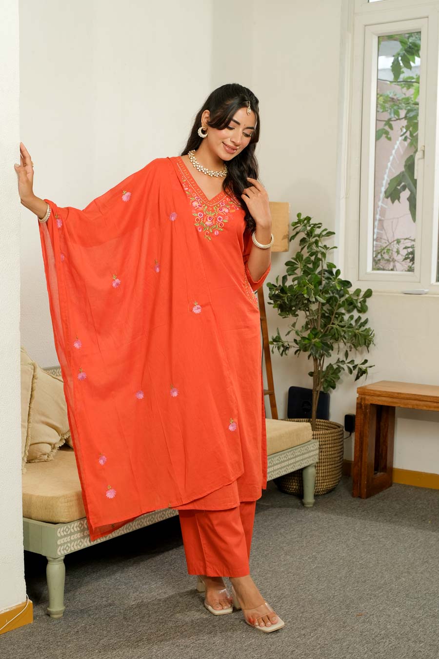 ROYAL RUST EMBROIDERED SUIT SET