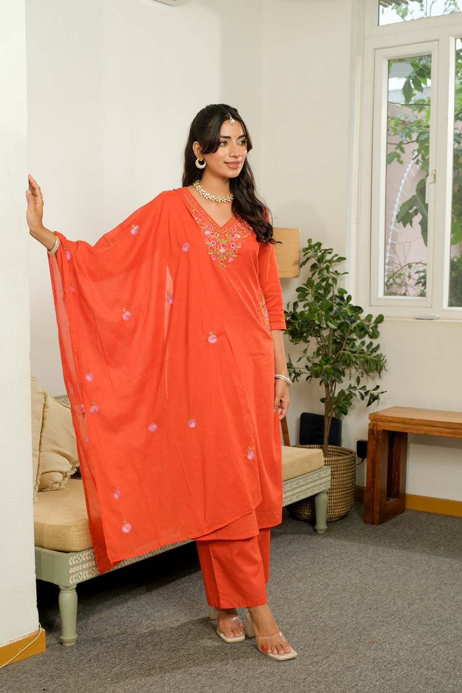 ROYAL RUST EMBROIDERED SUIT SET