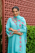 FLORAL BLOOM AQUA SUIT SET