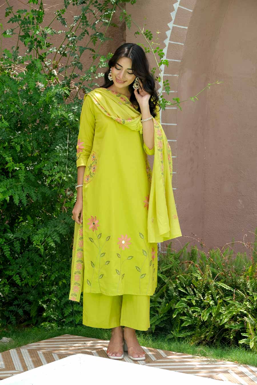 BLUSH LIME FLORAL SUIT SET
